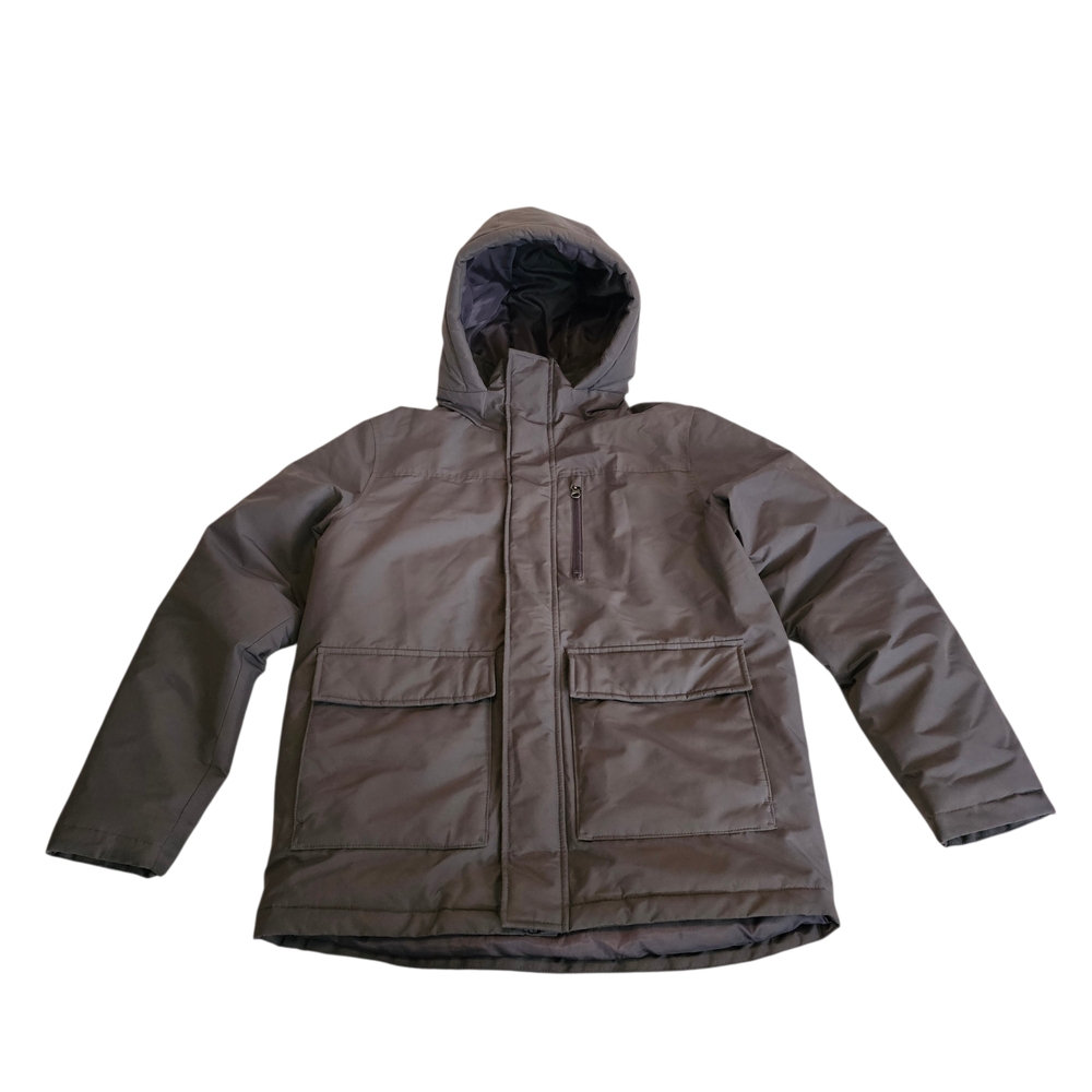 SwissTech Men's Full Zip Puffer Jacket w/Hood Size: Small Gray Has Stains Read